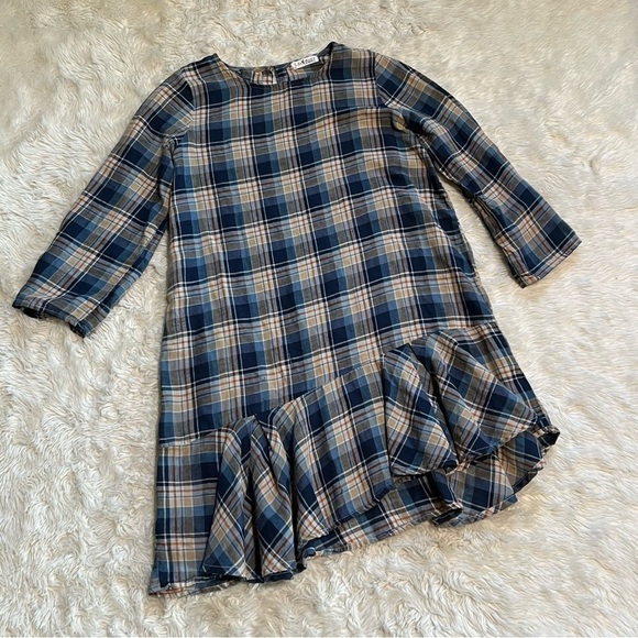 Free People x CP Shades Drop It Low Mini Dress in Blue Plaid - Size XS - Picture 2 of 6